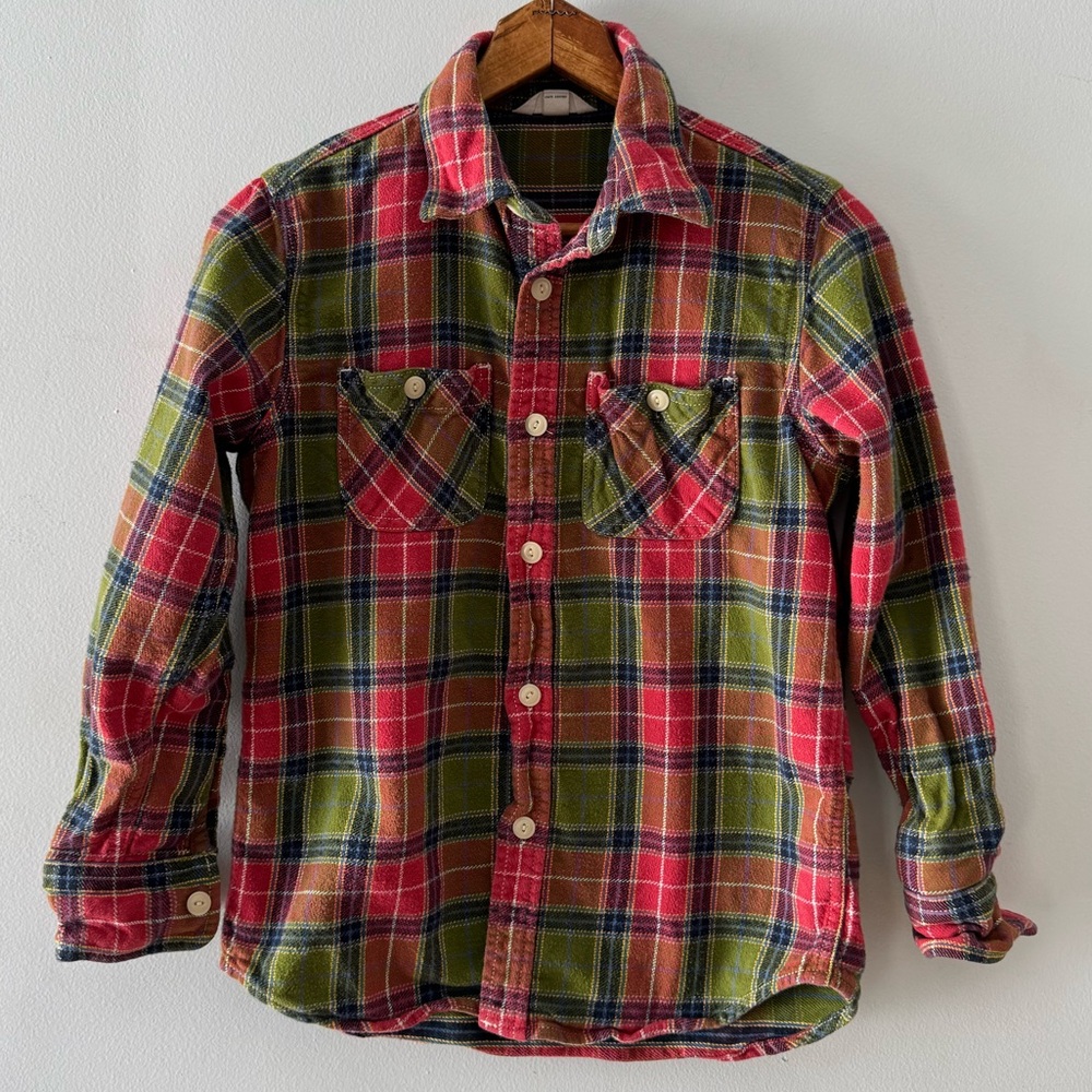 LANDS’ END KIDS FLANNEL SHIRT, Sz Medium‎ 10-12, plaid, cotton, classic, casual